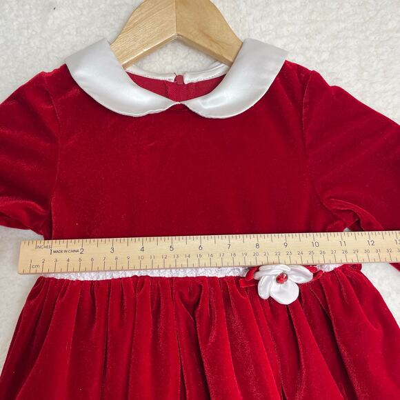 Good Lad Girls Red Velvet Christmas Dress Sz 6 Peter Pan Collar Holiday Vintage - Picture 3 of 10